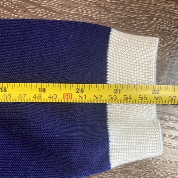 Vintage Womens  Large Blue & Cream Cardigan by Karen Lessly - Picture 8 of 9